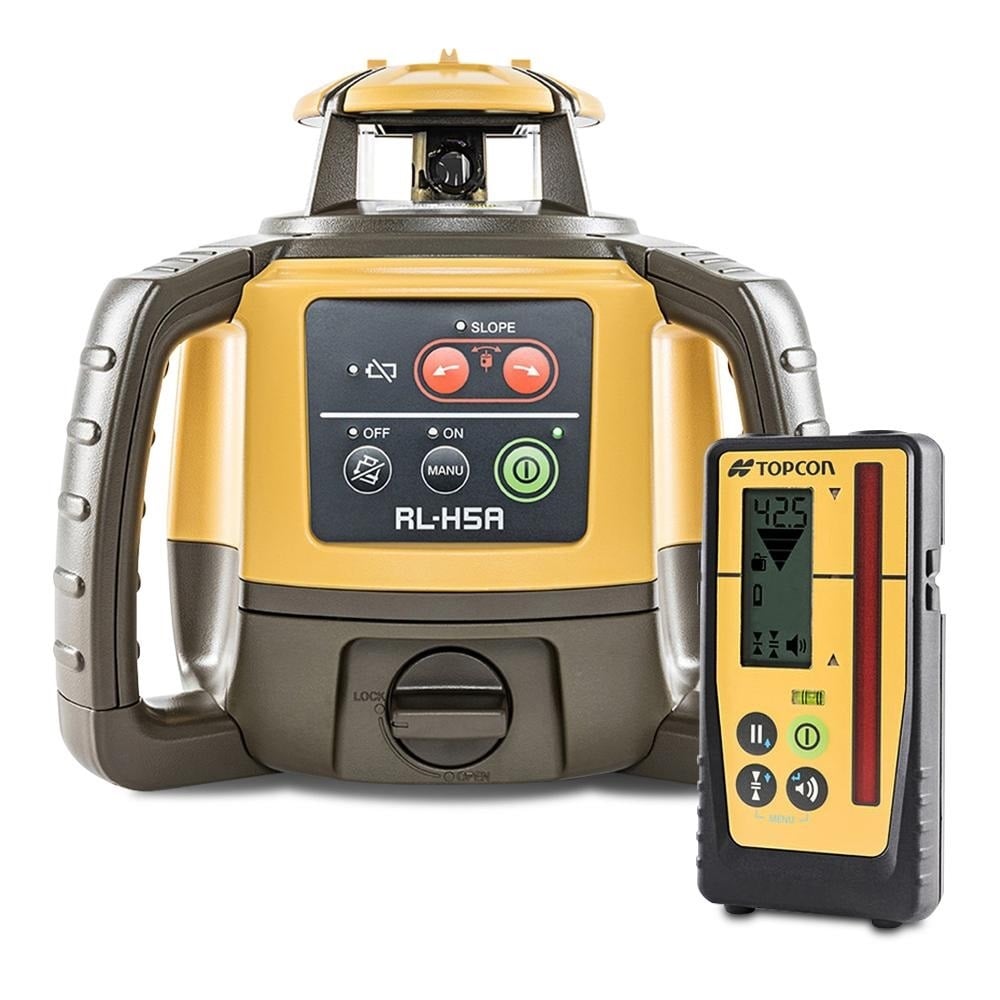 TOPCON RL-H5A Next Generation Red Beam Construction Rotary Laser Level Self-Leveling with LS-100D Receiver 1021200-17