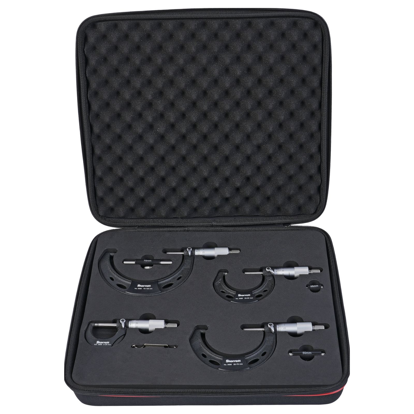 Starrett S3680MXRL Micrometer Set 0 – 100mm, 4 Piece Precision Measuring Set