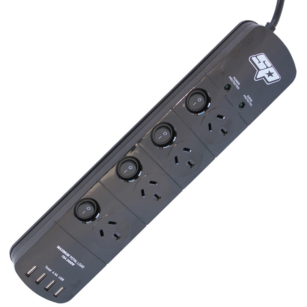 SP Tools SP69998 Workshop 4 Outlet Power Board + 4 USB Ports