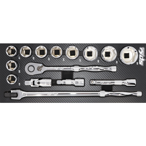 Eva Toolkit Tec 15Pc 1/2" Metric Sockets + Acc